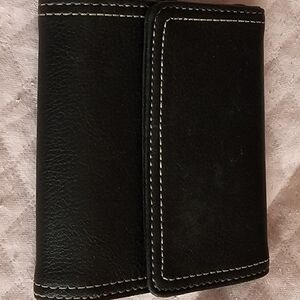 Liz Claiborne small (~4" closed), quadfold women's wallet, black, ECU